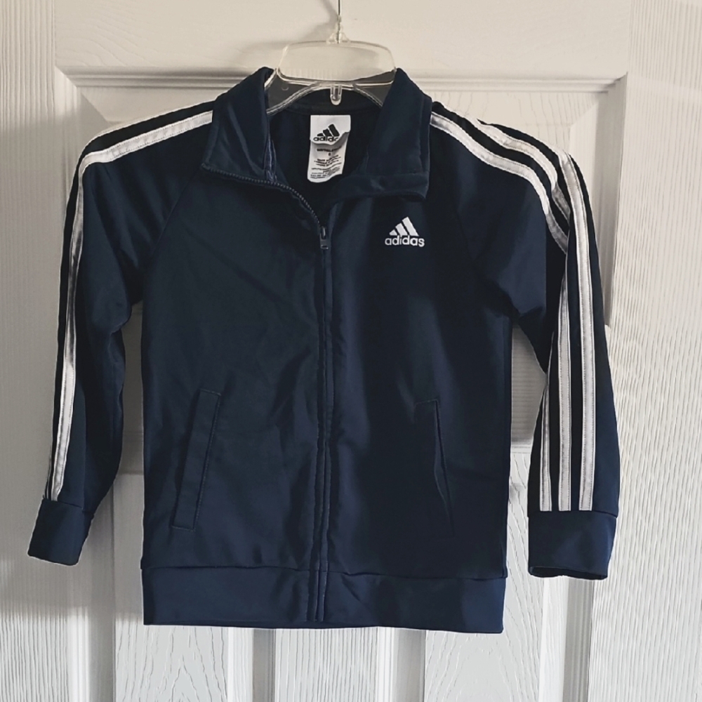 Adidas Blue and White Sweatshirt with Classic Stripes